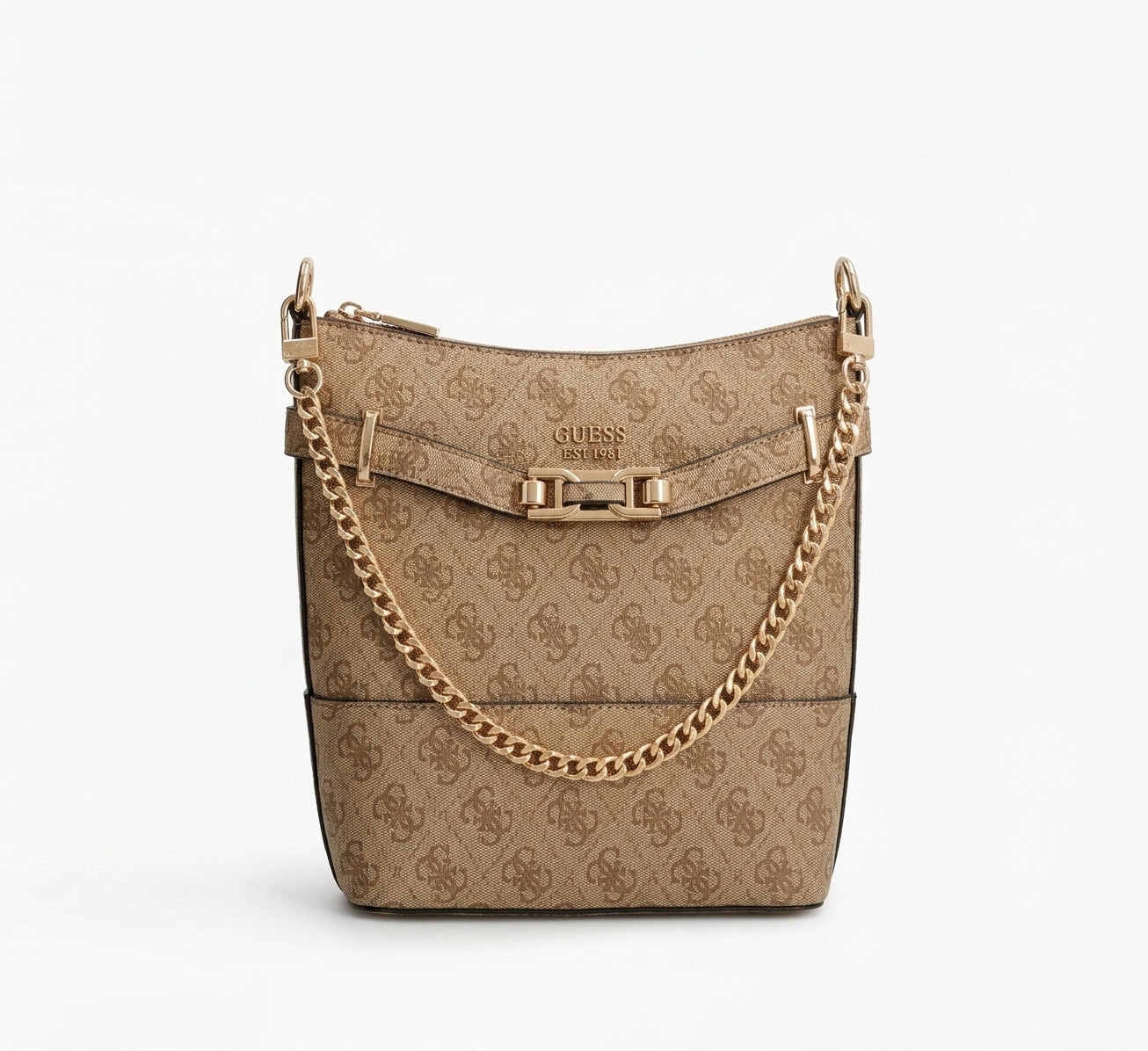 Guess Logo Print Bucket Bag – Mocha Brown #0180