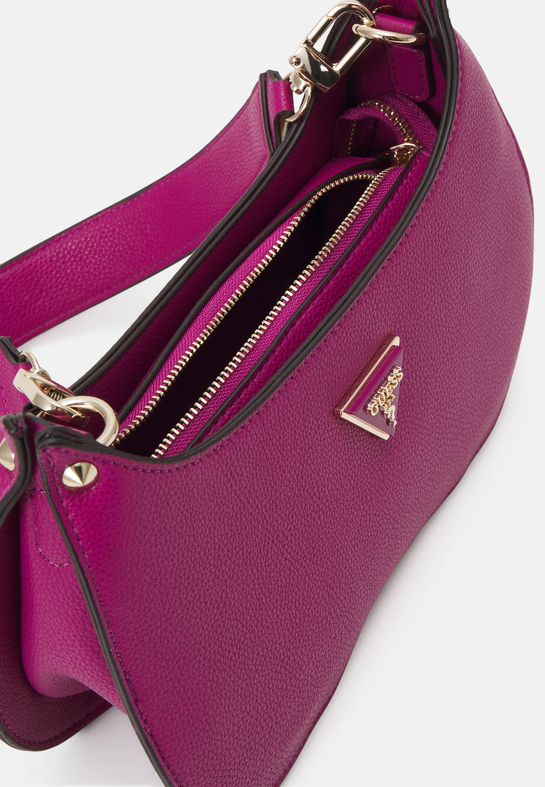 GUESS Meridian Mini Top Zip Handbag – Boysenberry Quilted Faux Leather #63