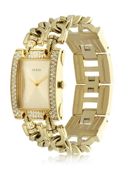 Guess W0072L1 Women’s Watch – Gold-Tone Stainless Steel Bracelet & Crystal-Accented Dial | 28mm Rectangle Quartz Elegant Timepiece