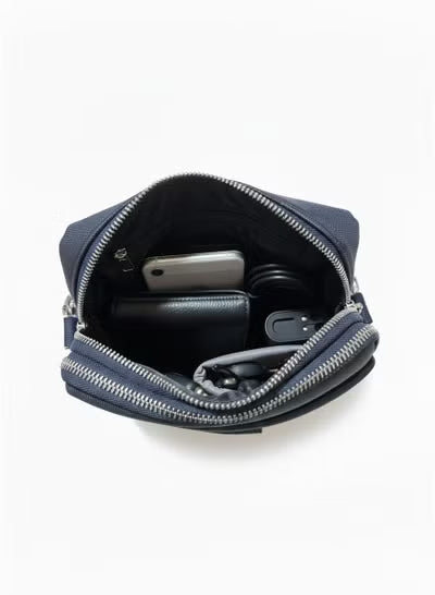 Lacoste Men's Vertical Crossbody Messenger Bag – Navy Blue Windowpane Check#9