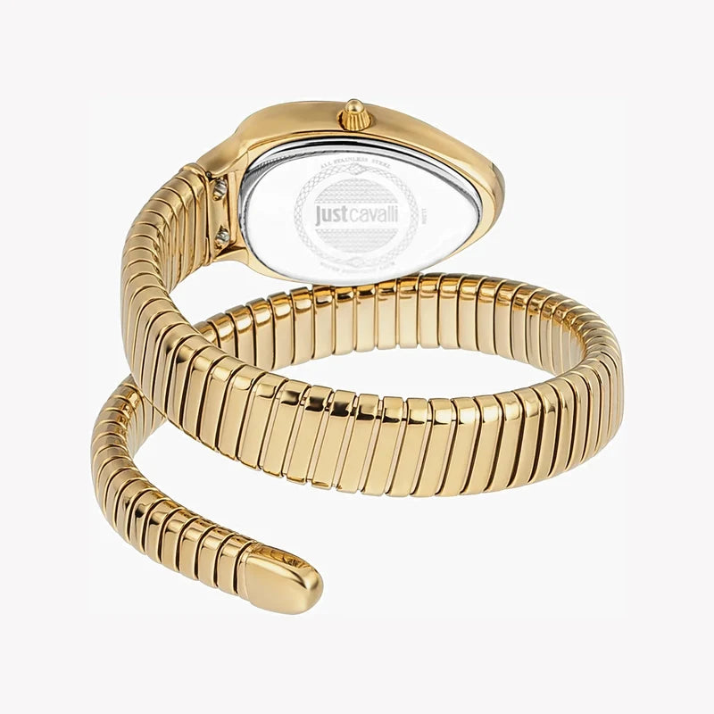 Just Cavalli Signature Snake Women's Watch with Green Dial and Yellow Gold-Tone Stainless Steel Bracelet (JC1L208M0045)