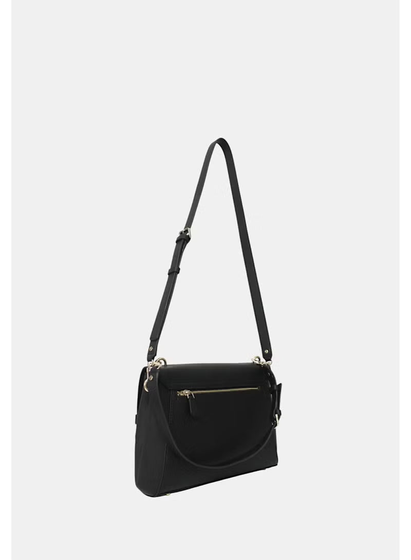 GUESS Women's Elegant Black Shoulder & Crossbody Bag with Adjustable Strap & Gold-Tone Hardware #0178