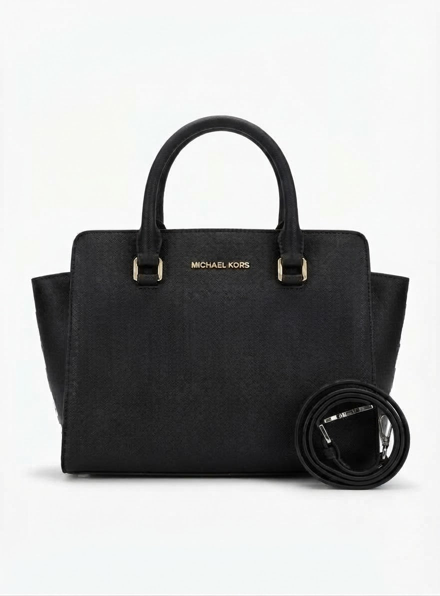 Women’s Monogram Tote Handbag with Detachable Shoulder Strap – Black#0050