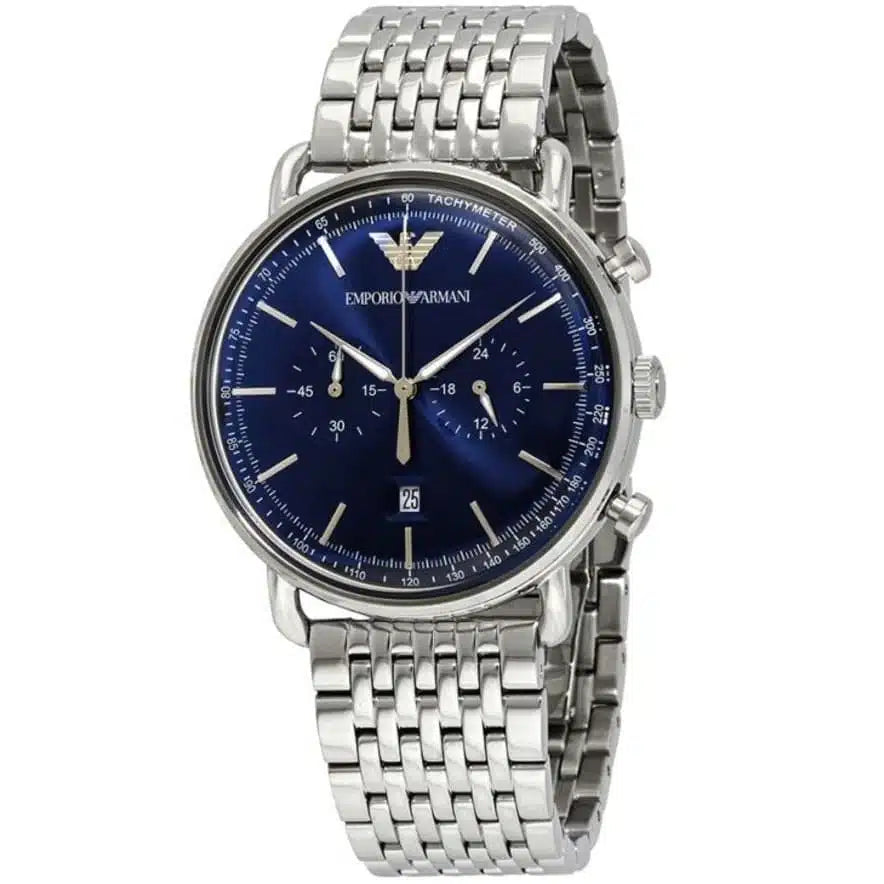 Emporio Armani AR11238 Men’s Aviator Blue Dial Stainless Steel Analog Watch