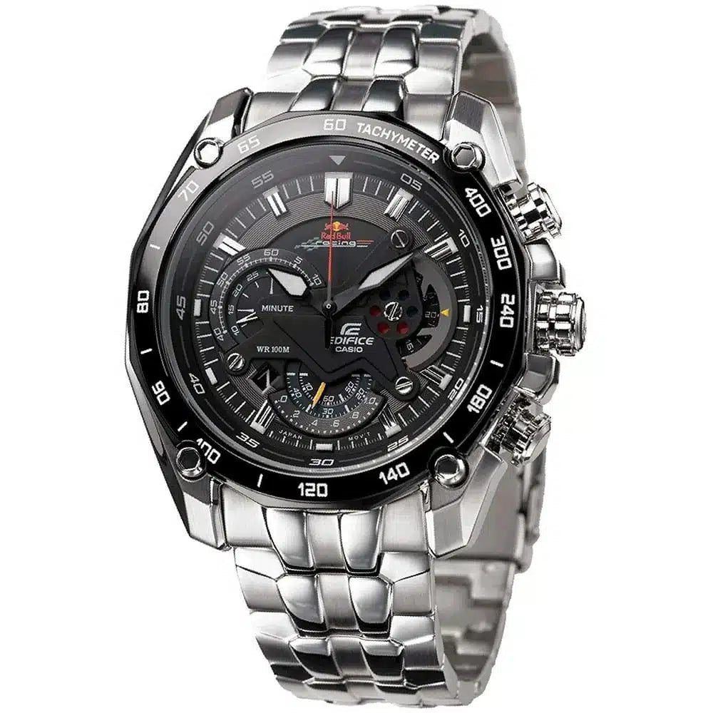 Men’s Chronograph Watch – Casio Edifice EF-550RBSP-1AV, Black Dial with Stainless Steel Silver Strap