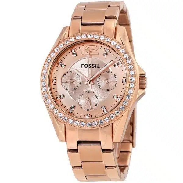 Fossil Riley ES2811 Women’s Analog Watch – 38mm Rose Gold Dial & Strap