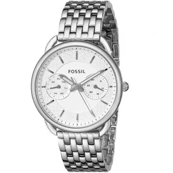 Fossil Tailor ES3712 Women’s Watch – Silver Stainless Steel Bracelet & White Dial | 35mm Quartz Elegant Timepiece