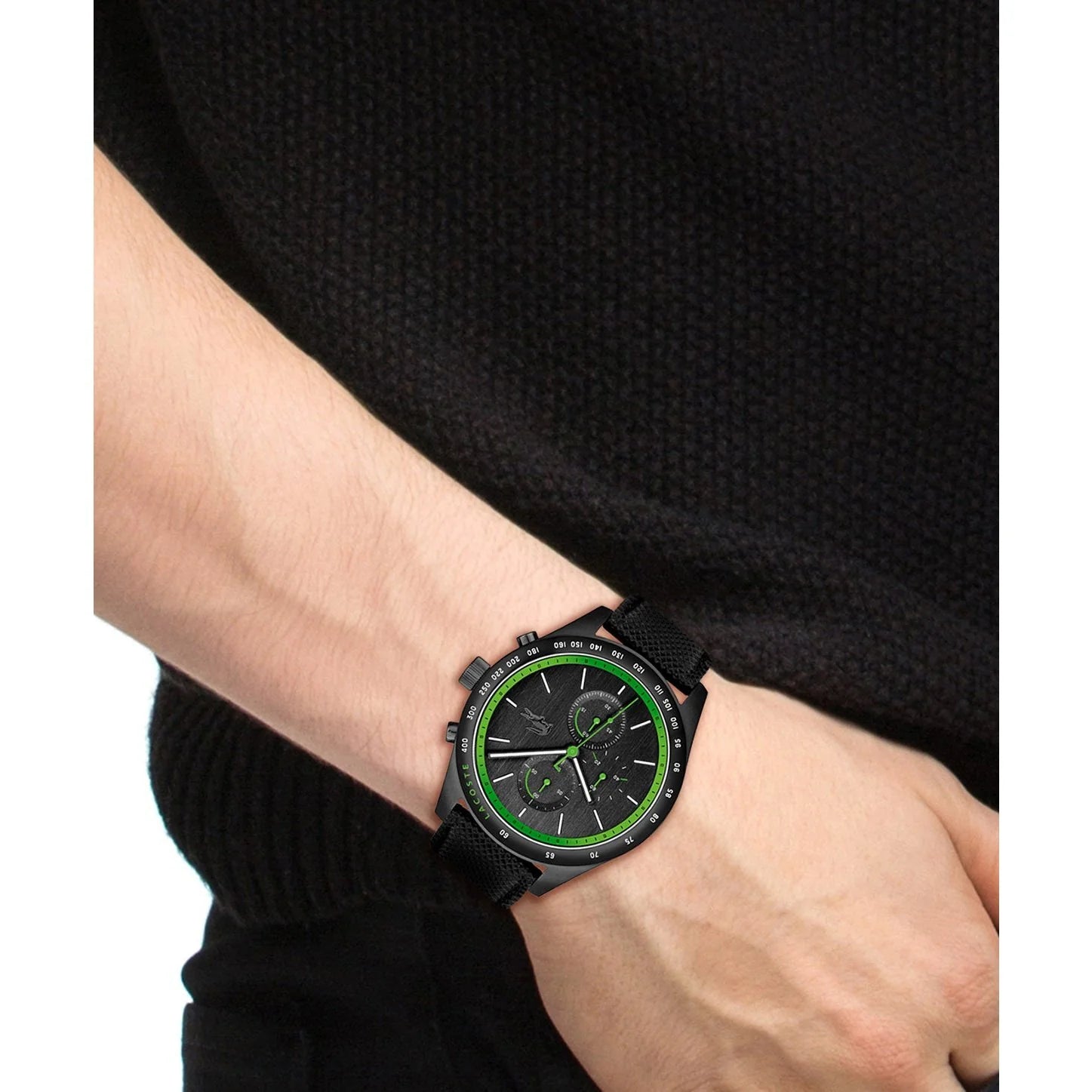 Lacoste Apext 2011296 Men’s Chronograph Watch – Black Stainless Steel & Leather 44mm Quartz