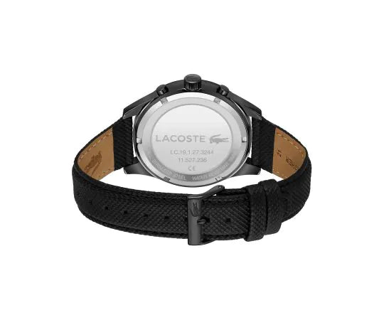 Lacoste Apext 2011296 Men’s Chronograph Watch – Black Stainless Steel & Leather 44mm Quartz