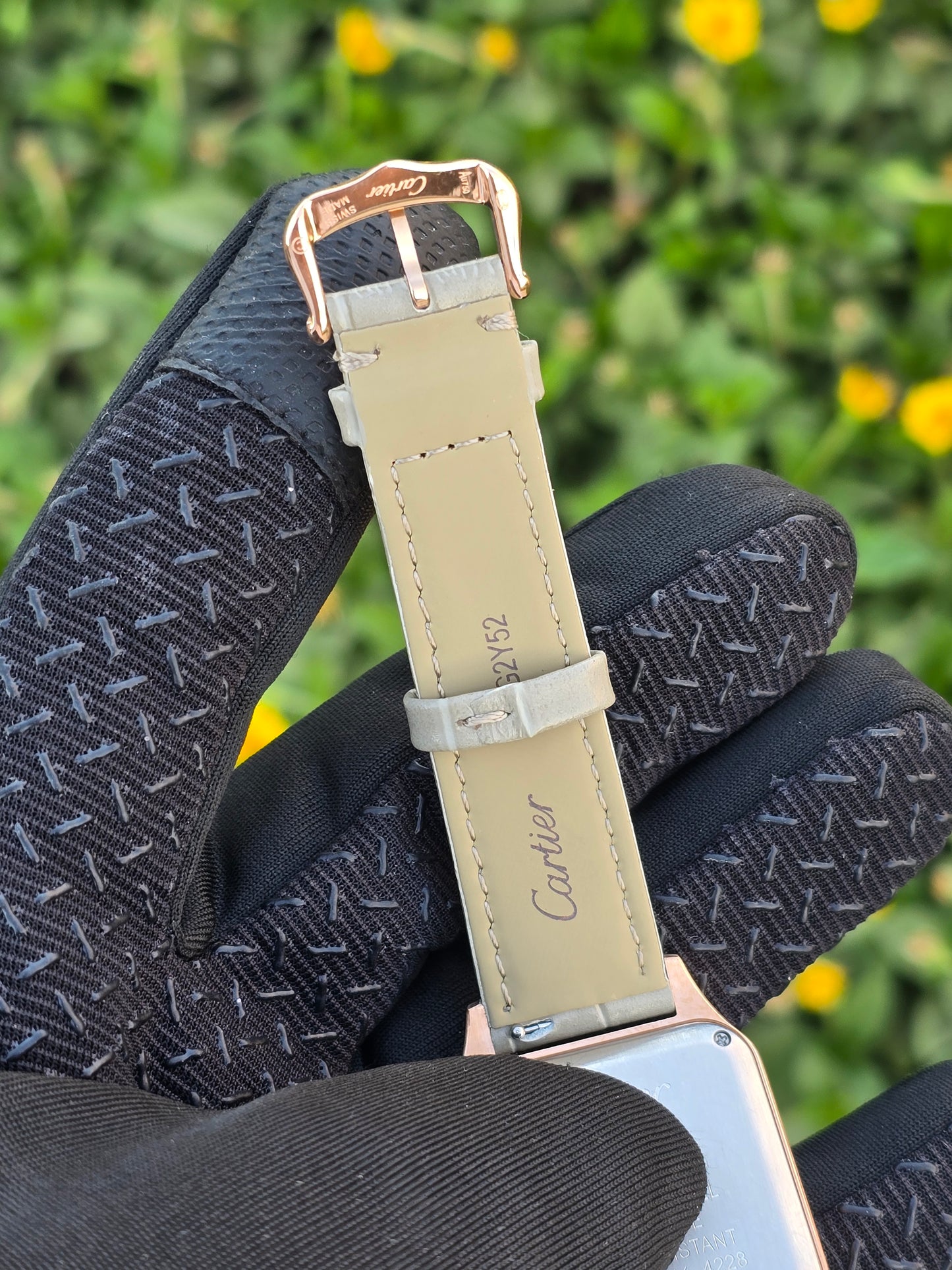 Cartier Santos Watch For Unisex - Grey Strap & Silver Dial