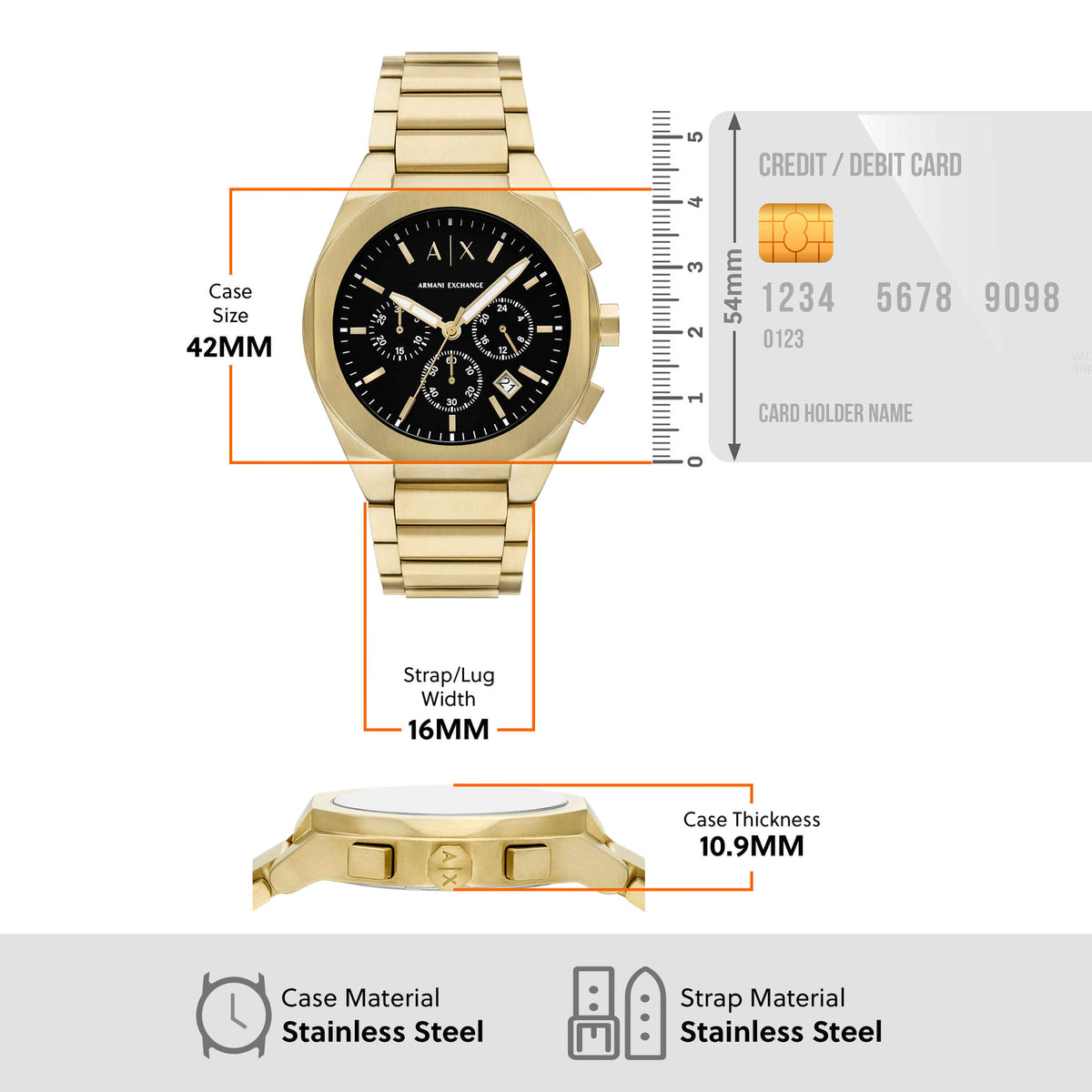 Armani Exchange Men’s Watch – AX4180 Gold & Black