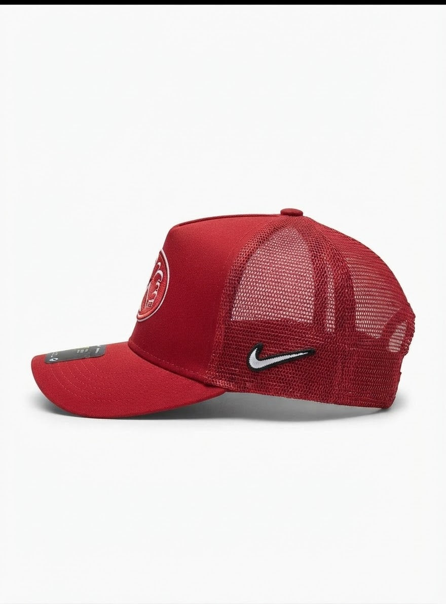 Nike SB Red Trucker Hat with Oval Logo and Mesh Back#4