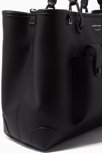 EA Black Leather Shoulder Bag 101#