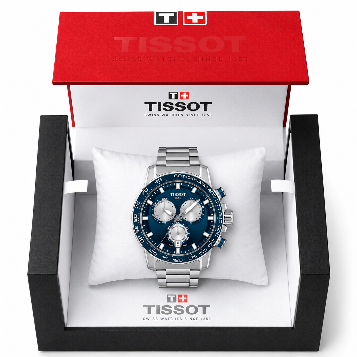 Tissot Supersport Chrono Men's Swiss Quartz Chronograph Watch T125.617.11.041.00 – 45.5 mm, Blue Dial & Stainless Steel Bracelet