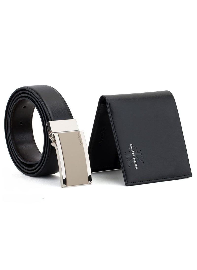 CK Black Leather Wallet-Belt Set For Men 10#