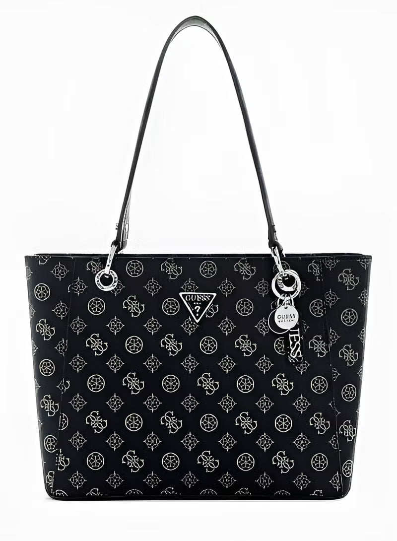 GUESS Women's Monogram Print Tote Shoulder Bag - Black & White #0190