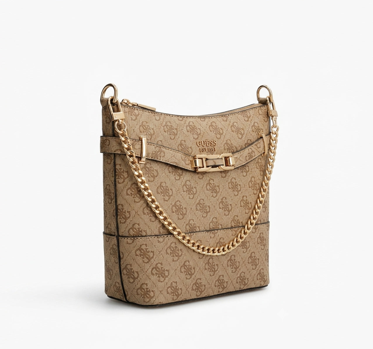 Guess Logo Print Bucket Bag – Mocha Brown #0180