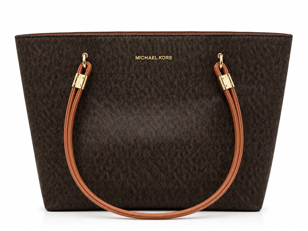 Michael Kors Signature Logo Large Tote Bag – Dark Brown#0066