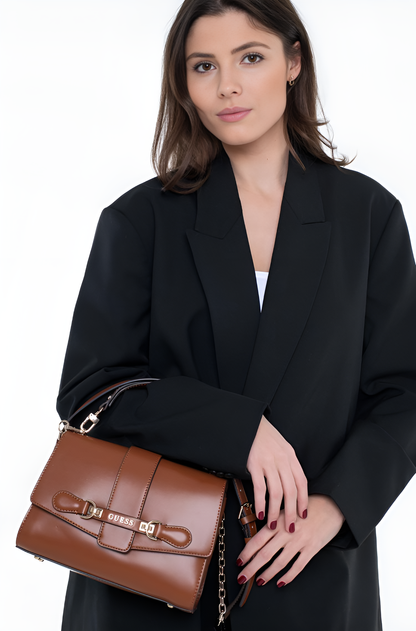 GU Brown Top Handle Satchel For Women 91#