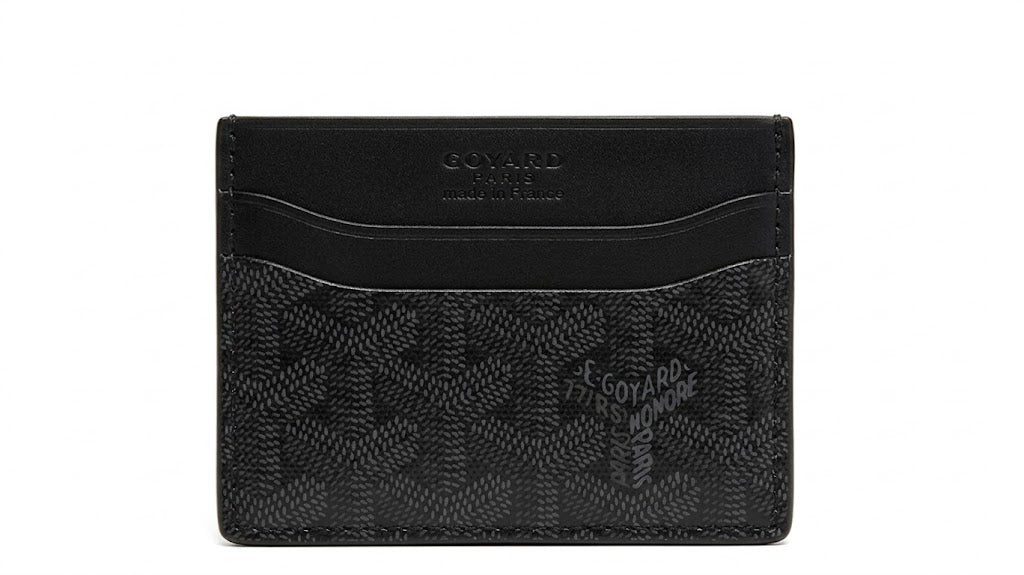 Goyard Card Holder with Signature Chevron Pattern and Mustard Yellow Interior – Black#5