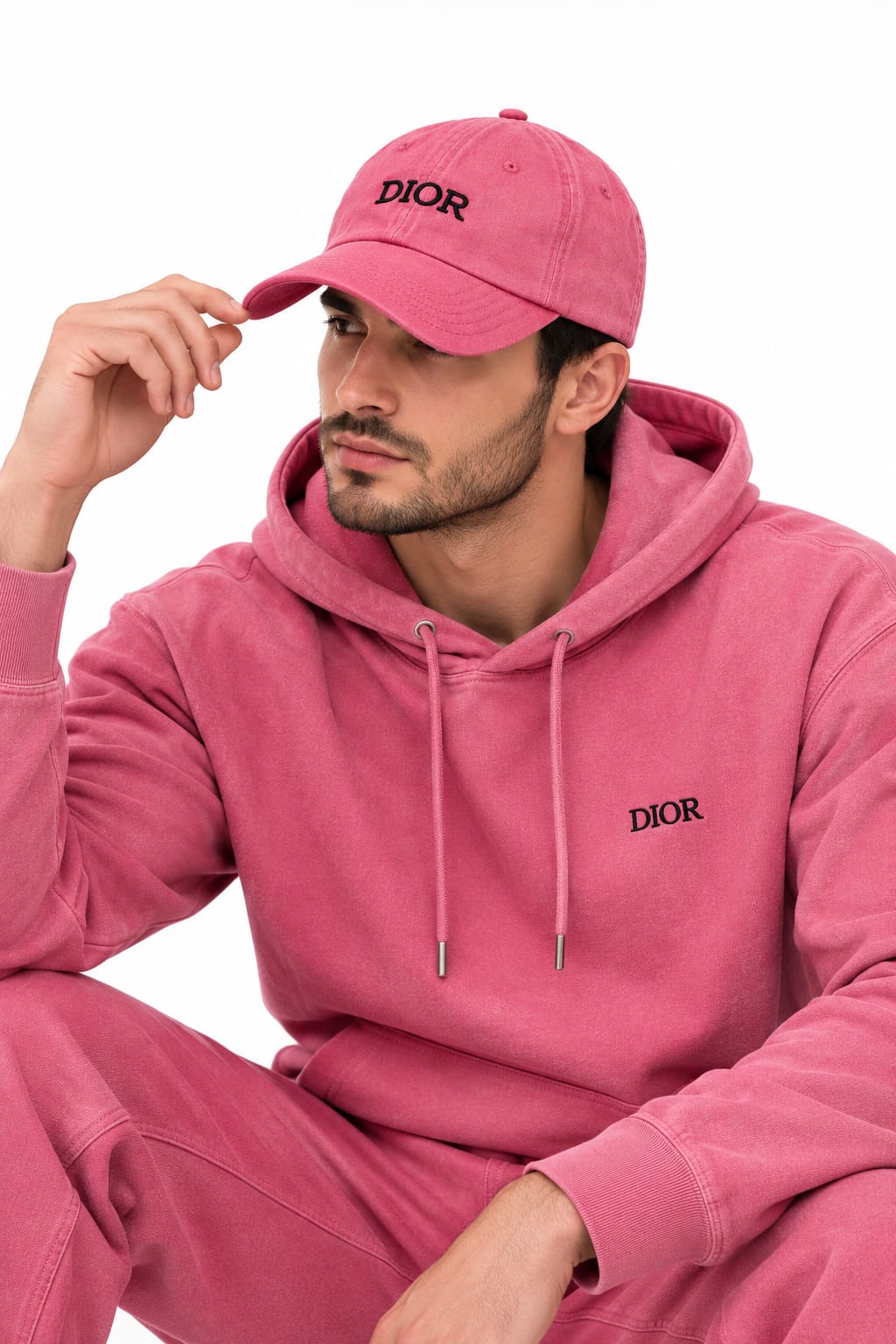 Pink Dior Baseball Cap for Men – Embroidered Logo, Adjustable Fit#1