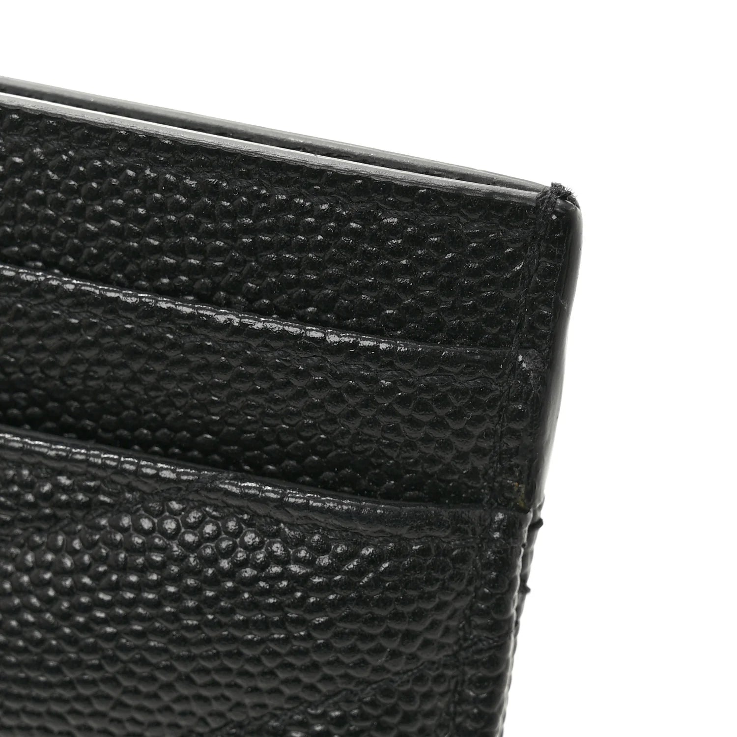 Saint Laurent Grain De Poudre Matelassé Chevron Monogram Credit Card Case – Black#12