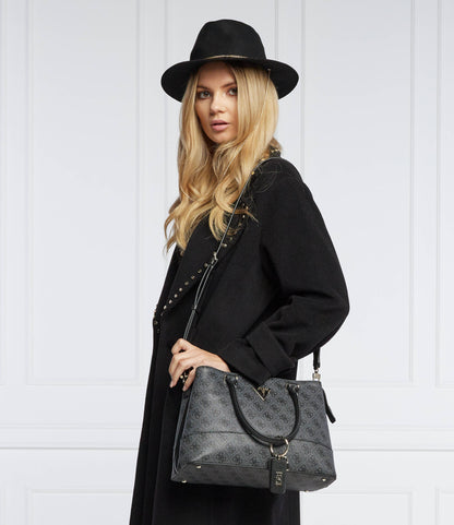 Guess Classic Dark Grey Monogram Handbag For Women 18#