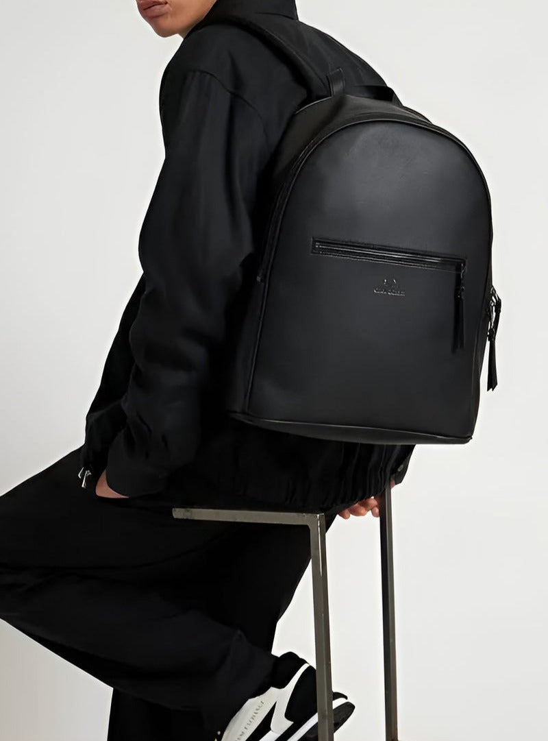 AX Black Leather Backpack For Men #1