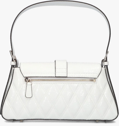 GUESS Adi Flap Shoulder Bag – White Quilted G-Logo PU