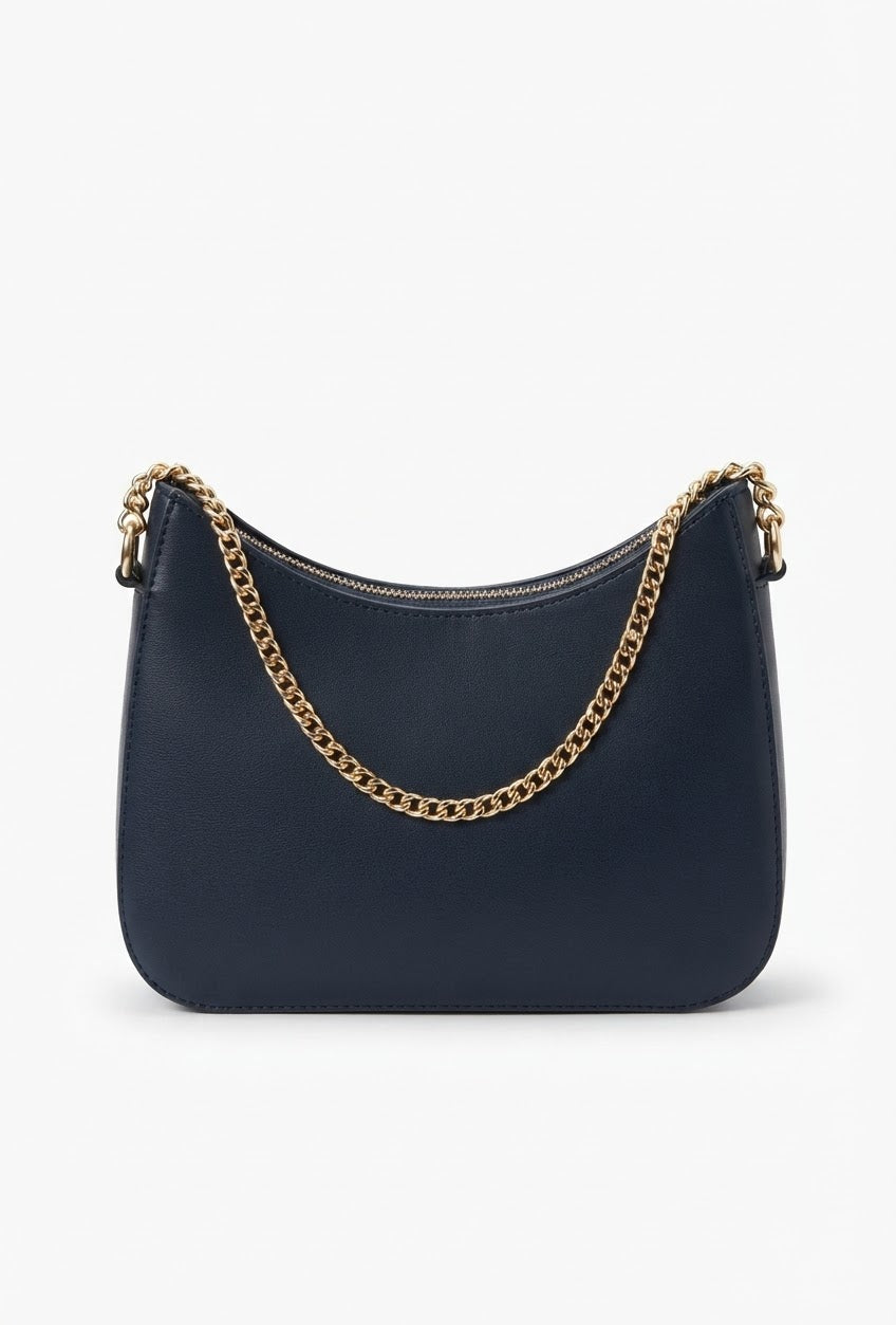 Chic Hobo Shoulder Bag with Monogram Metal Hardware and Gold Chain Strap#0097