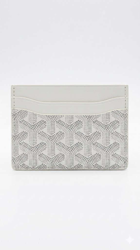 Goyard Card Holder with Signature Chevron Pattern and Mustard Yellow Interior – White#4