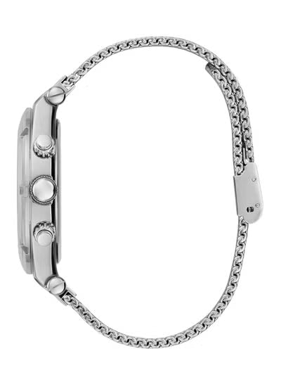 Guess GW0582G1 Men's Watch – Black Dial, Silver Mesh Stainless Steel Strap, 44mm Quartz Analog