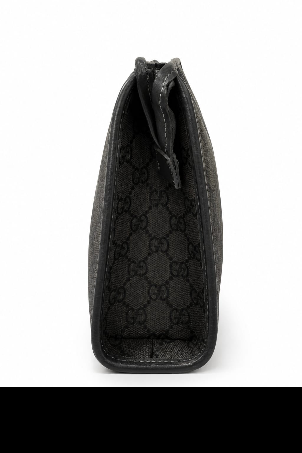 Gucci GG Supreme Unisex Clutch Bag – Grey & Black Monogram with Signature Web Stripe#01