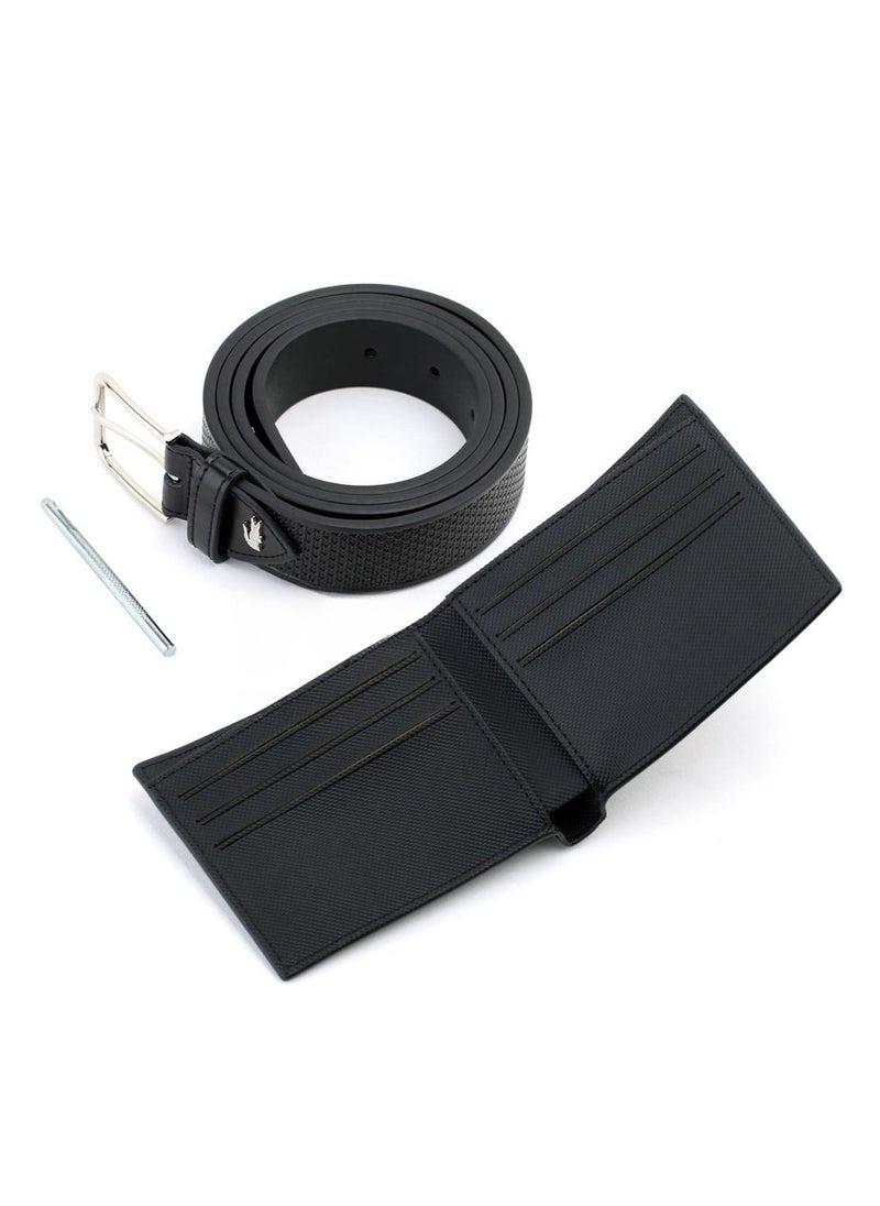 LC Black Leather Wallet-Belt Set For Men #4