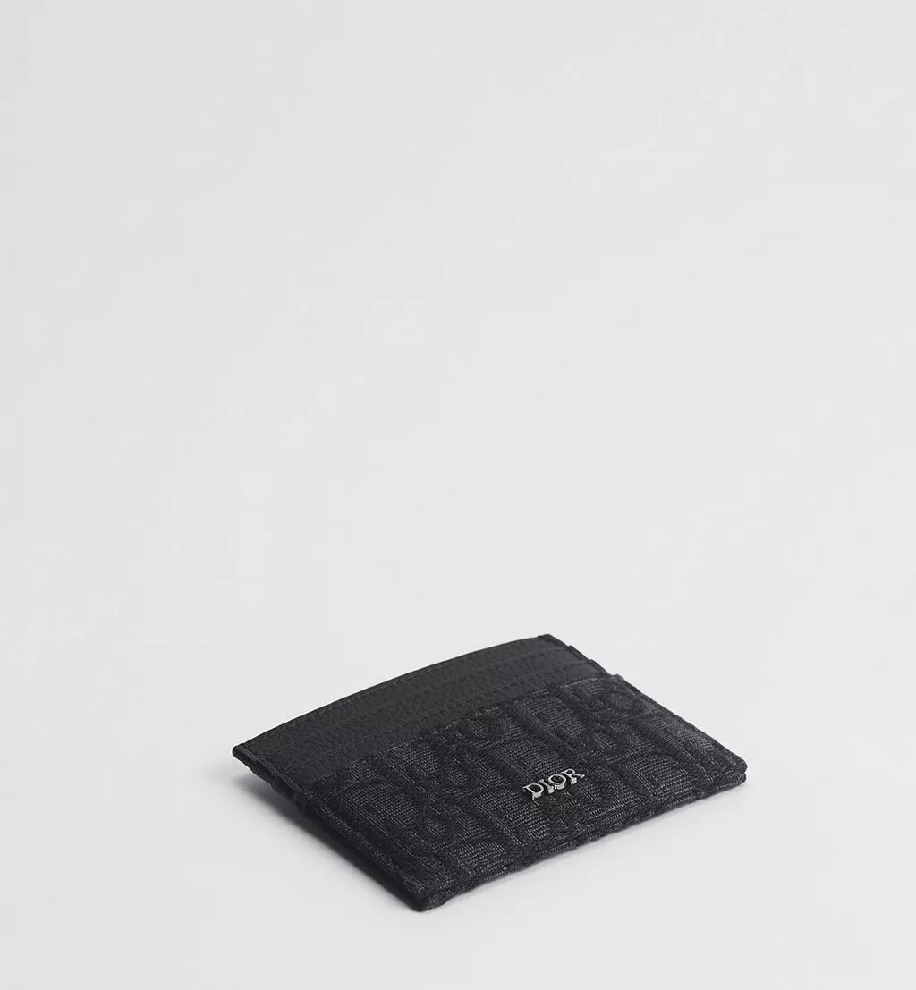 Dior Oblique Jacquard & Black Grained Calfskin Card Holder#20