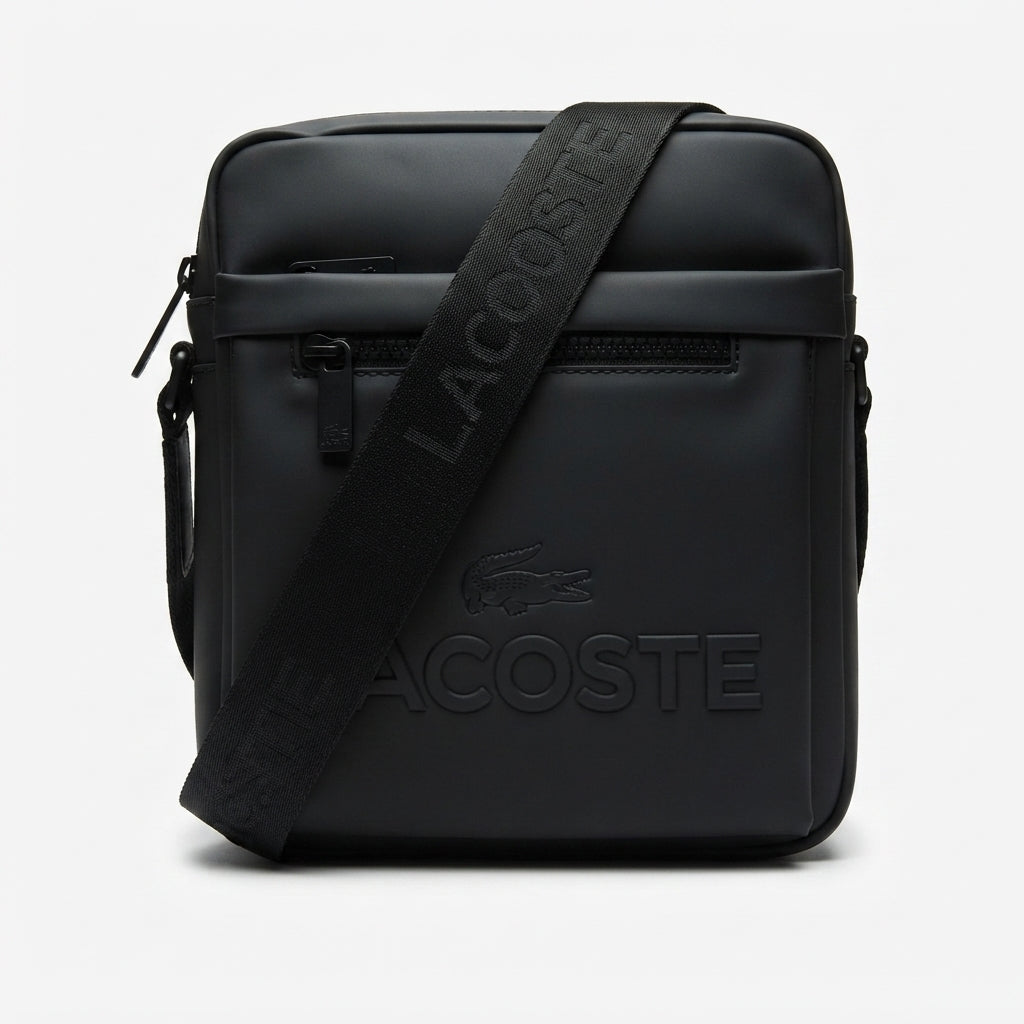Lacoste Men's Vertical Crossover Bag with Branded Strap - Black