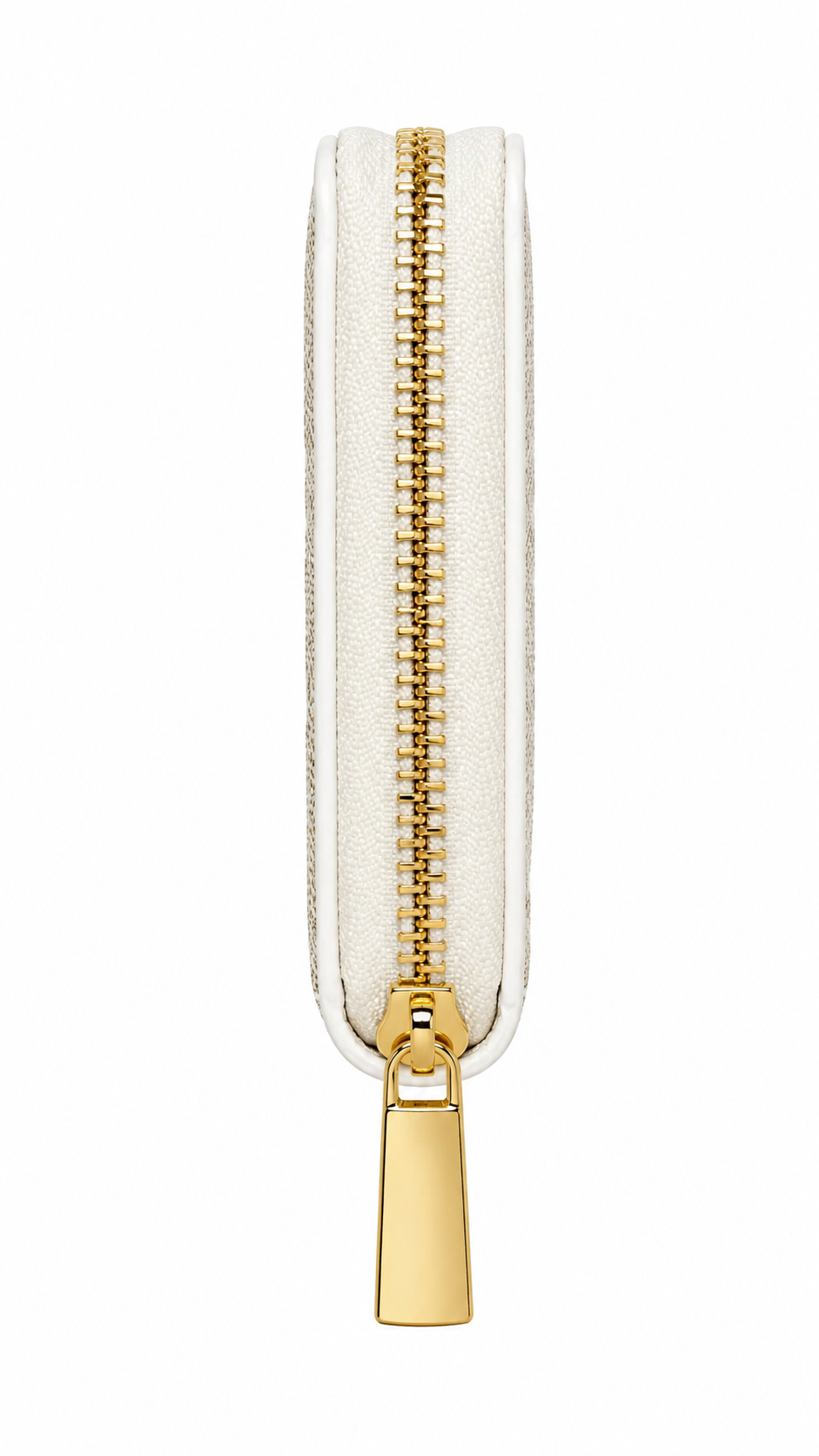 COACH Women's Signature Canvas Zip Around Wallet with Chalk Leather Stripe & Gold-Tone Hardware – Beige/Khaki#05