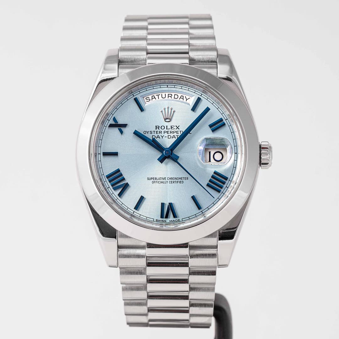 Rolex Day-Date 40 Ice-Blue Quadrant Motif Dial Watch-RX-DAYD-01