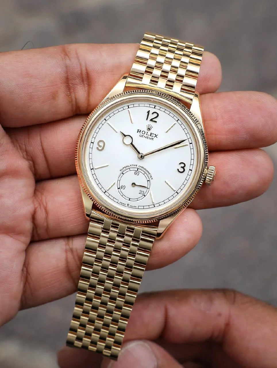 Rolex 1908 Men's Gold-Tone Watch with White Dial – Design -RLX1908-02