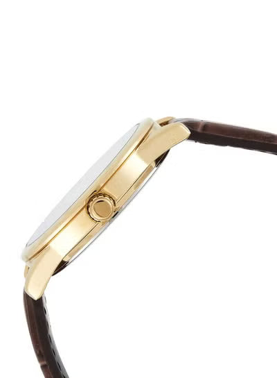 Leather Analog Watch MTP-V001GL-9BUDF - 38 mm - Brown