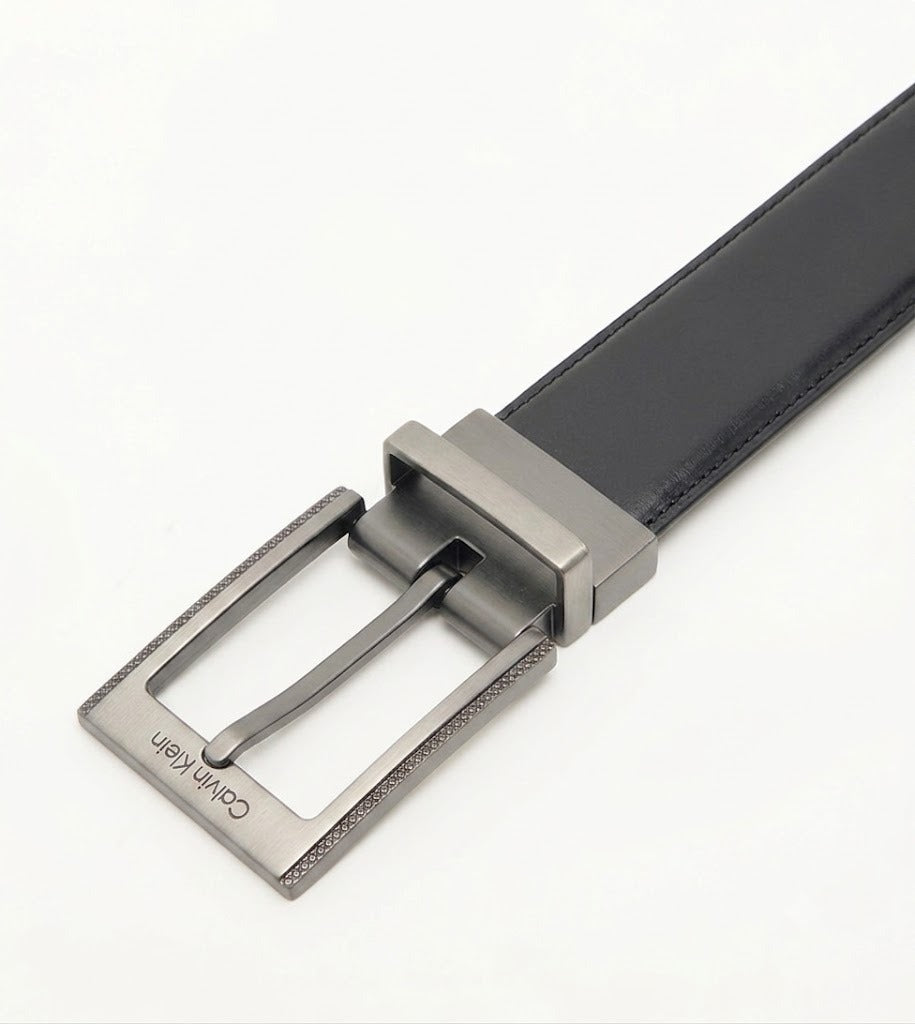 Calvin Klein Men's Reversible Belt – Black & Dark Brown Leather with Premium Metal Buckle#020