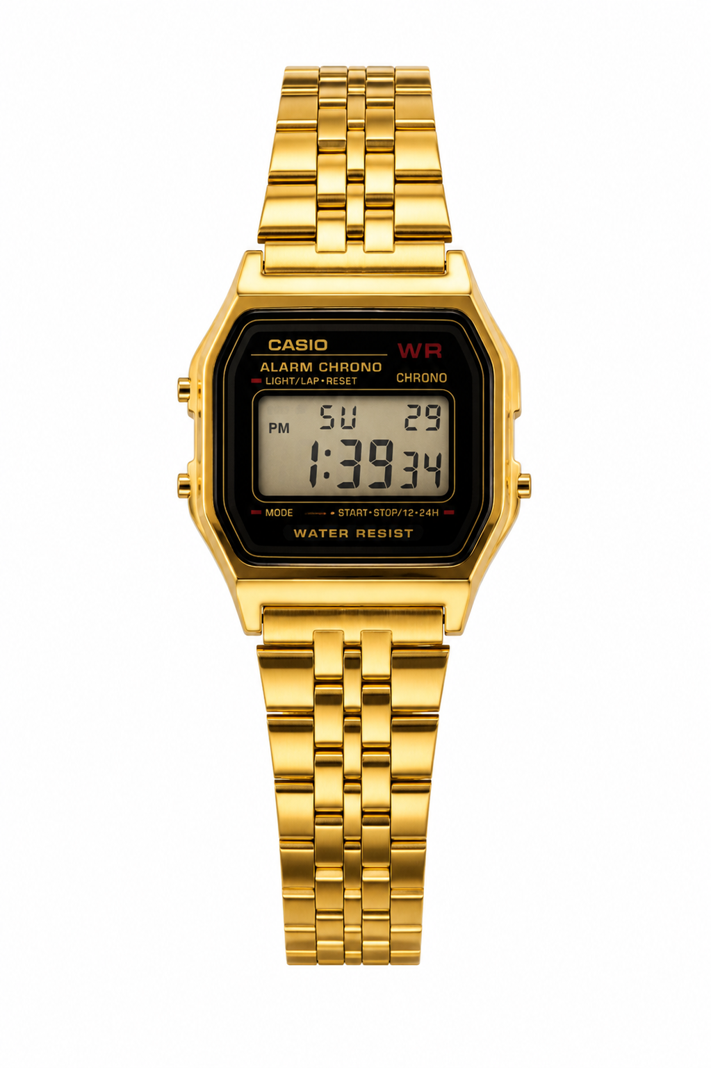 Women's Gold-Tone Digital Watch – Elegant Vintage Design with Stainless Steel Bracelet#S