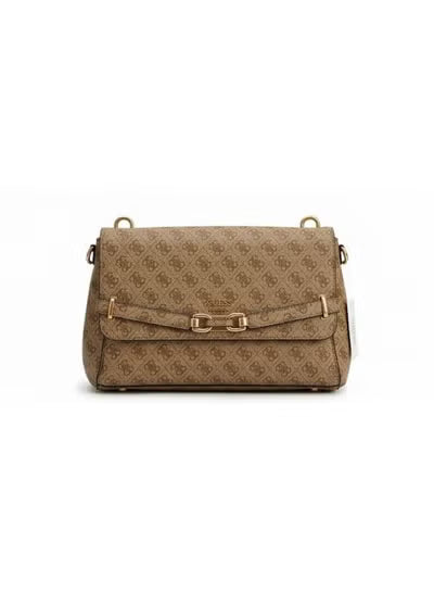 Women’s Monogram Saddle Crossbody Bag – Beige Elegant Flap Bag with Gold Hardware#187