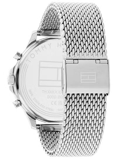Tommy Hilfiger Ryder Men’s Watch 1710498 – Black Dial, Silver Stainless Steel Mesh Strap, Quartz Movement, 44mm