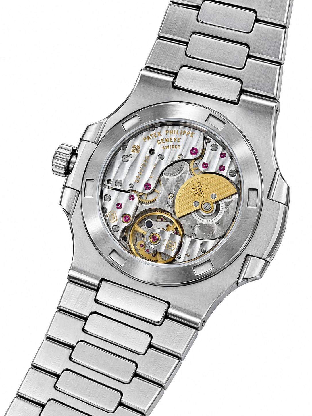 Luxury Nautilus-Style Stainless Steel Watch – Black Dial, Multi-Function Display
