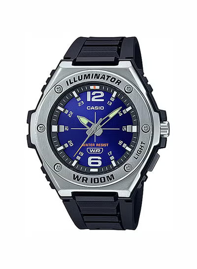 Casio Men's Analog Quartz Watch MWA-100H-2AVDF – Black Resin Band, Blue Dial