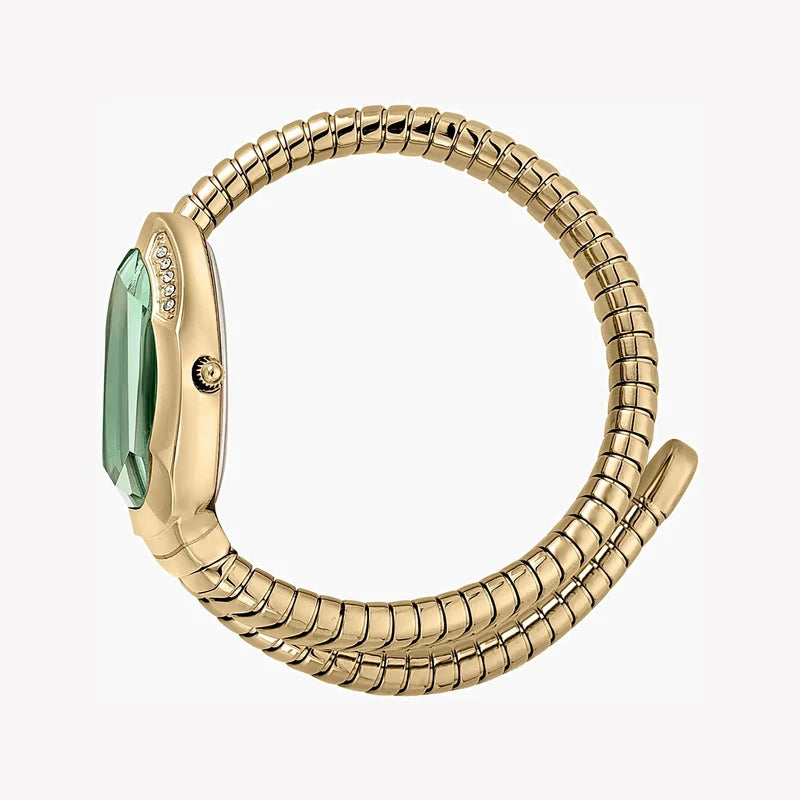 Just Cavalli Signature Snake Women's Watch with Green Dial and Yellow Gold-Tone Stainless Steel Bracelet