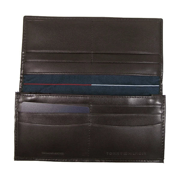 Tommy Hilfiger Men’s Long Genuine Leather Wallet – Dark Brown Classic Elegant Design#L84