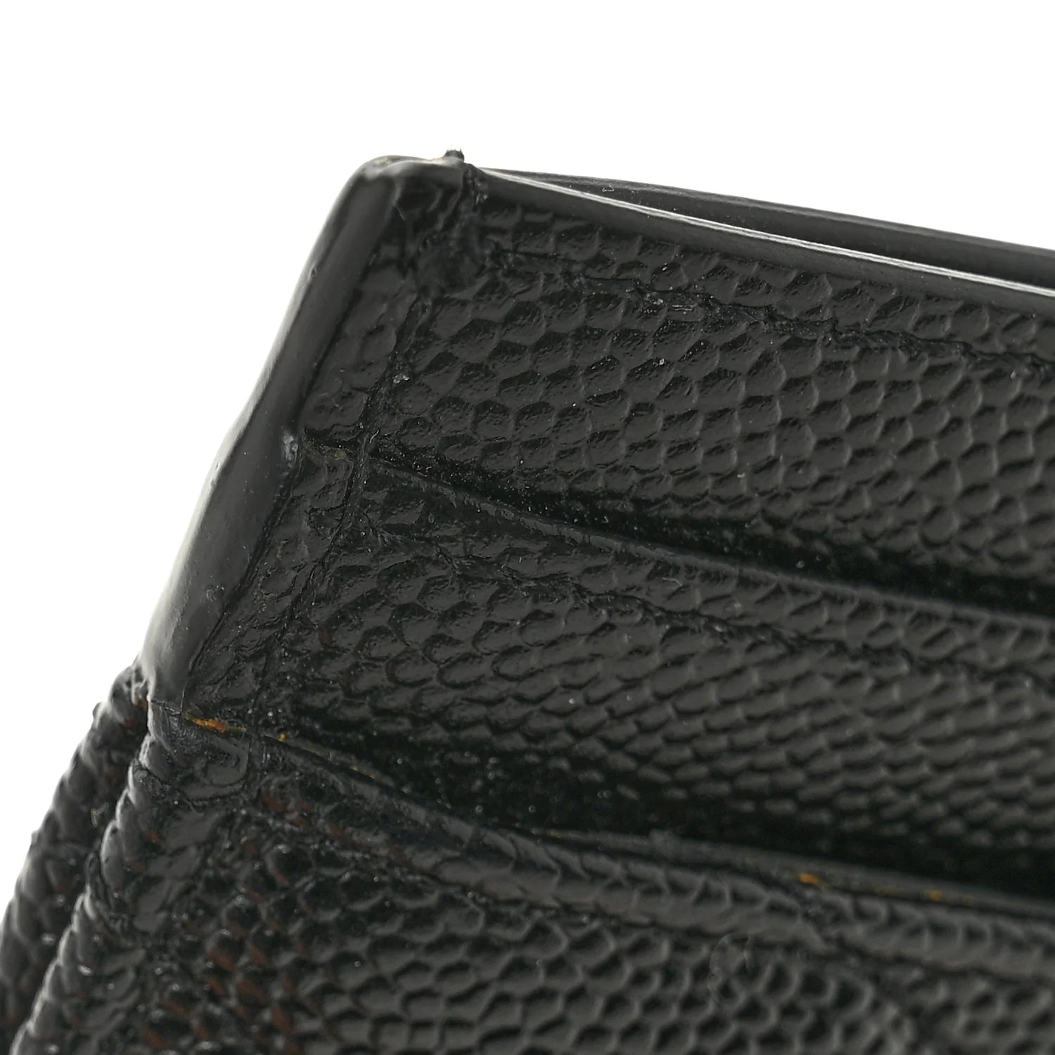 Saint Laurent Grain De Poudre Matelassé Chevron Monogram Credit Card Case – Black#12
