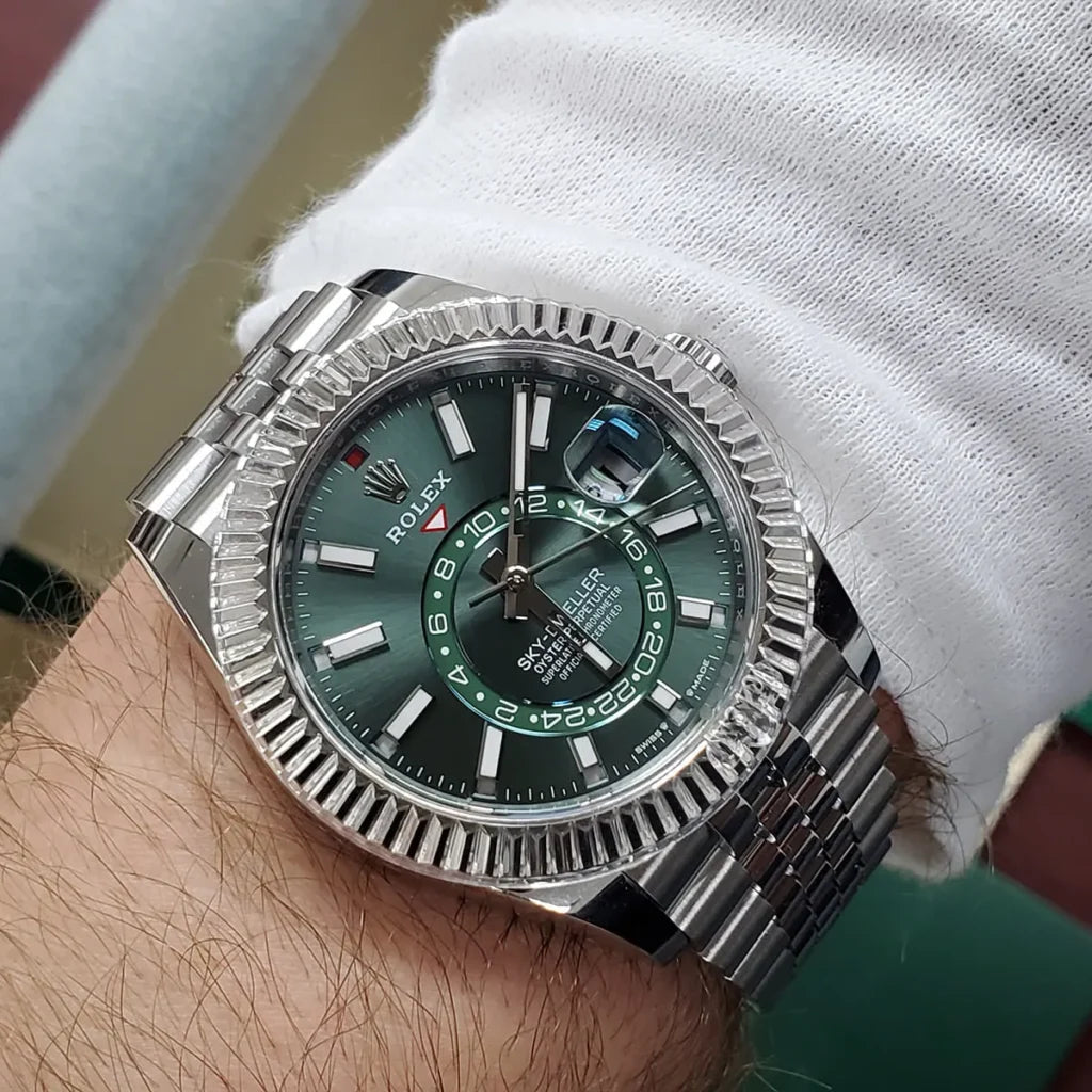 Rolex Sky-Dweller 336934 Men's Green Dial Stainless Steel Watch-RX-SKYDW-03